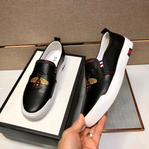 Giày slip on nam GUCCI* da bò mềm thêu ong đẹp