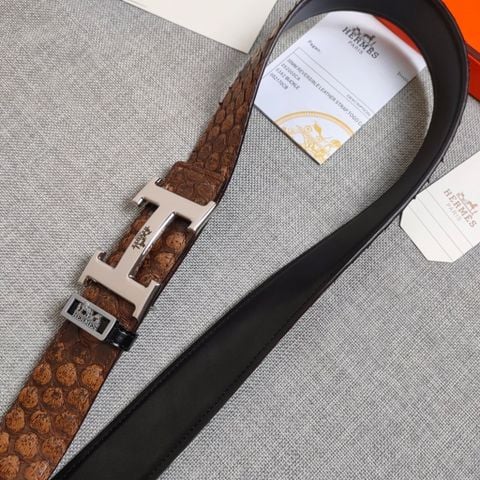 Belt nam Hermes* bản 3,8cm vảy da trăn đẹp sang lịch lãm hàng độc cao cấp