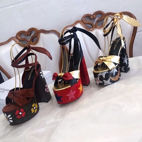 Sandal cao gót YSL* gót to cao 14cm đế hoạ tiết kiểu đẹp sang chắc chân hàng SIÊU CẤP