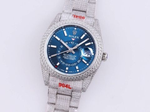 Đồng hồ nam rolex* VIP 1:1 dây kim loại nạm full kim cương mặt xanh dương cực đẹp sang lịch lãm