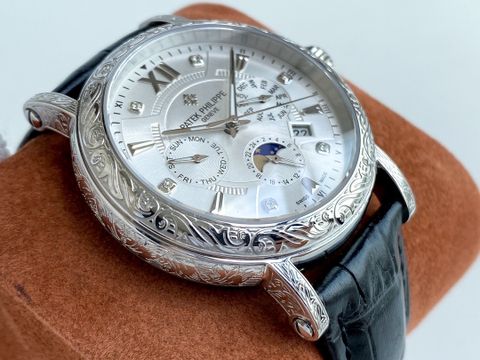 Đồng hồ nam Patek* Philippe* máy cơ dây da vân cá sấu