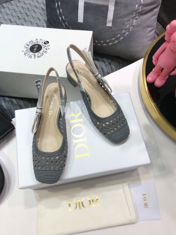 Giày nữ Dior* hở gót chất vải đan lưới đẹp SIÊU CẤP loại 1,5cm và 3,5cm