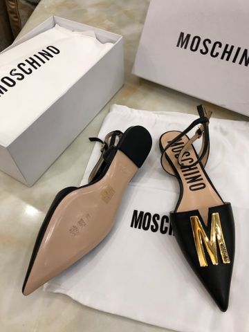 Giày bệt moschino* da bò mũi nhọn logo vàng đẹp sang SIÊU CẤP