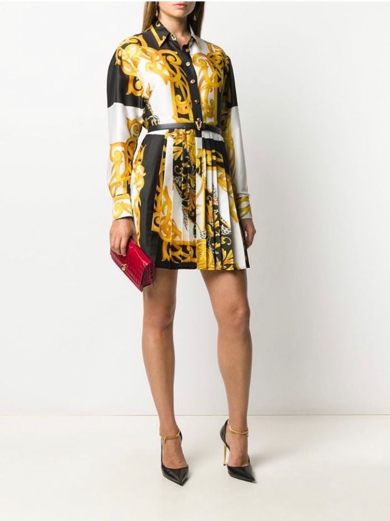 Đầm VERSACE hoa văn vàng cổ đức chân xếp ly đẹp sang size 3640 VIP 1   lien fashion