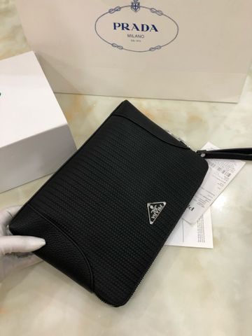 Clutch PRADA* da đan khoá số bạc đẹp lịch lãm