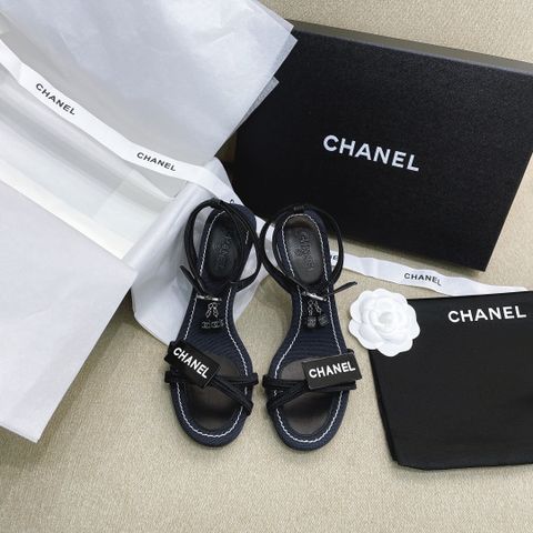 Sandal cao gót chanel* cao 10cm mẫu mới quai vải nẹp chữ đẹp SIÊU CẤP