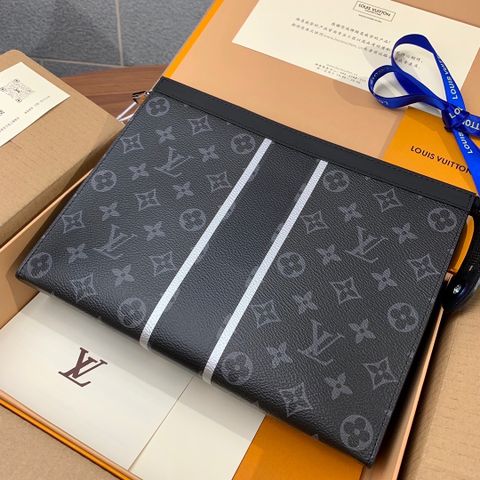 Clutch LV* nam nữ hoạ tiết Monogram xám size 27cm đẹp cao cấp