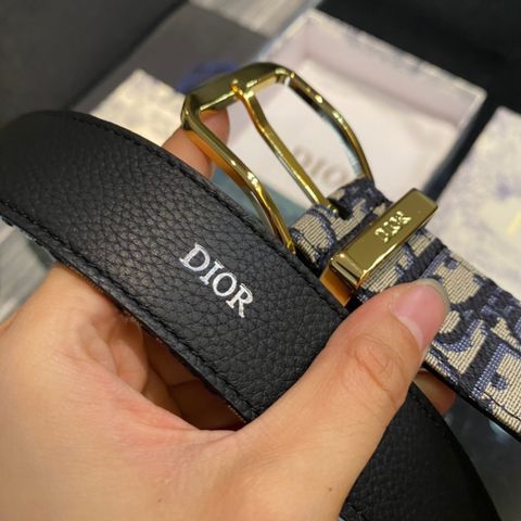 Belt nam Dior* bản 3,5cm dây da bò hoạ tiết oblique đẹp cao cấp