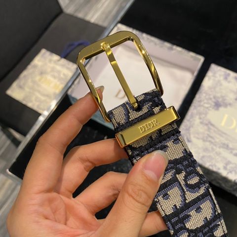 Belt nam Dior* bản 3,5cm dây da bò hoạ tiết oblique đẹp cao cấp