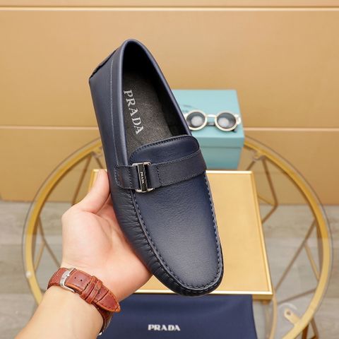 Giày lười PRADA* da bò lỳ mềm đẹp màu xanh và đen