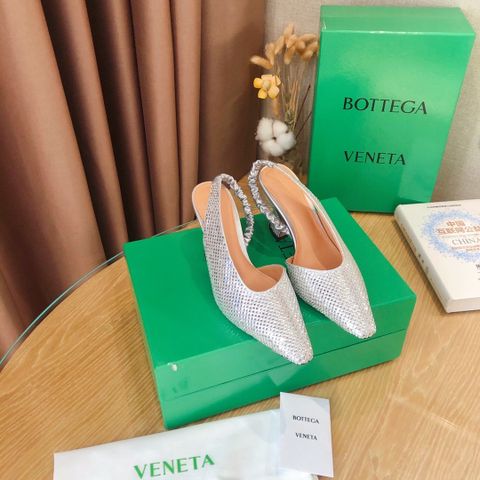 Giày cao gót BOTTEGA* VENETA* cao 6,5cm dáng hở gót đính full đá