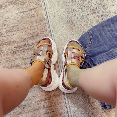 Sandal nữ GUCCI* dáng khoẻ hoạ tiết logo đai vải dù kiểu đẹp SIÊU CẤP