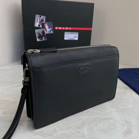 Clutch PRADA* 26cm da bò mềm đẹp SIÊU CẤP