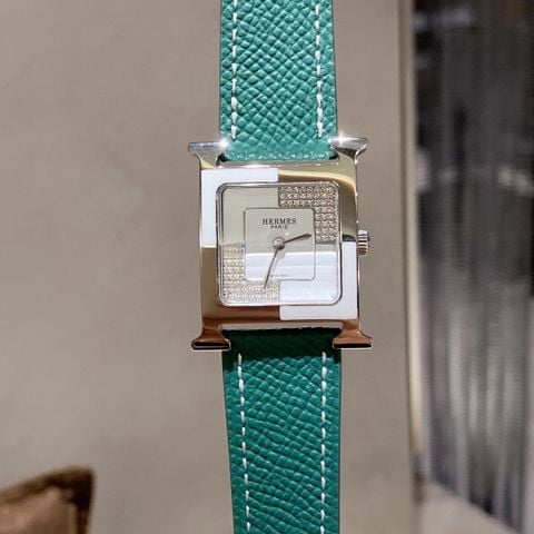 Đồng hồ nữ Hermes* mặt chữ H case 26mm nạm kim dây da