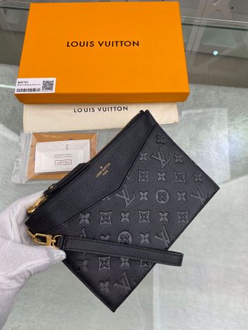 Clutch LV* nữ size 23cm da bò dập Monogram lót màu đẹp SIÊU CẤP