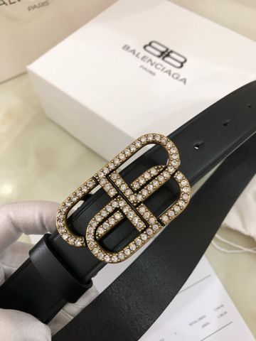 Belt nữ BALENCIAGA* dây da bò mặt logo nạm đá