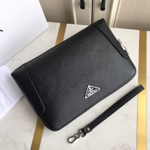 Clutch PRADA* nam nữ khoá số bạc da bò mềm đẹp size 27cm