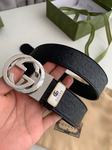 Belt nam GUCCI* bản 3,8cm mặt xoay dây da bò dập hoa văn nổi dùng đc cả 2 mặt dây đẹp lịch lãm