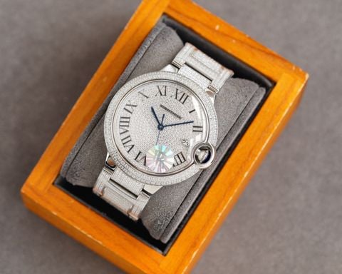 Đồng hồ nam CARTIER* dây kim loại nạm kim cương case 42mm