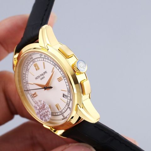 Đồng hồ nam patek* philippe* dây da case 40mm viền kim SIÊU CẤP