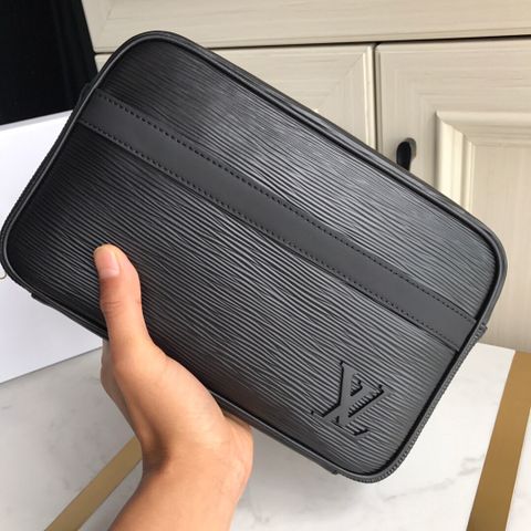 Clutch LV* nam nữ da tăm logo đen size 27cm hàng cao cấp