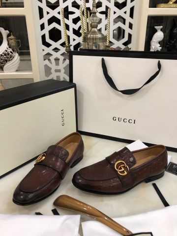 Giày âu GUCCI* da bò mềm dập hoạ tiết logo quai nẹp