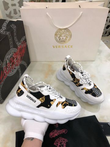 Giày thể thao nam nữ VERSACE* cao 6cm da bò phối hoa văn vàng đẹp SIÊU CẤP