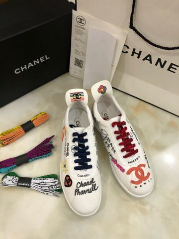 Giày thể thao nam nữ chanel* chất vải hoạ tiết kèm 3 bộ dây màu đẹp