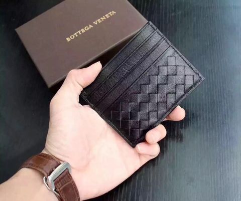 Ví nam Bottega* Veneta* dáng nhỏ đựng thẻ da bò đan đẹp