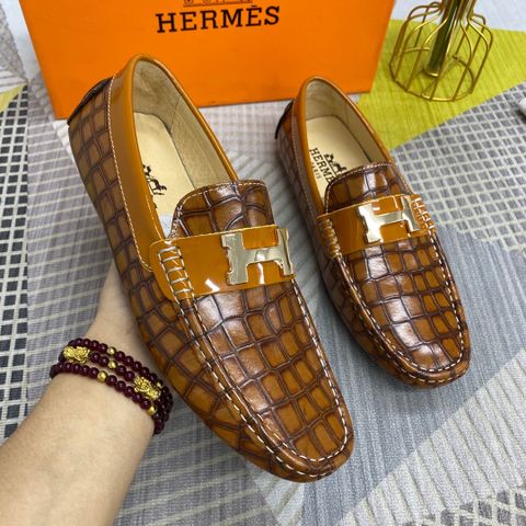 Giày lười Hermes* vân cá sấu bóng nhiều màu đẹp