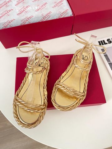 Sandal nữ VALENTINO* đế và quai da xoắn đẹp sang SIÊU CẤP