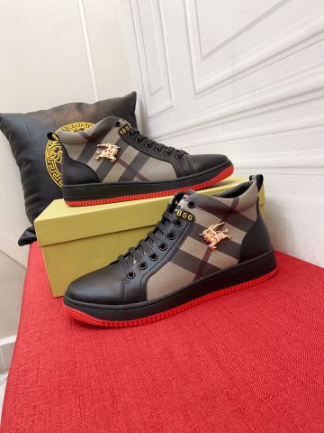 Giày nam buộc dây Burberry* cao cổ phối kẻ đẹp