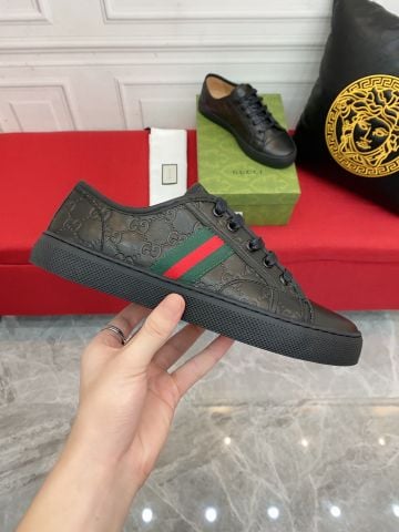 Giày nam buộc dây GUCCI* da bò dập hoạ tiết logo đẹp