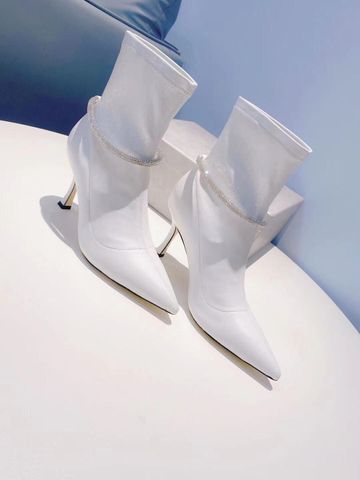 Boot JIMMY* CHOO* da lộn mũi nhọn cao 8cm đai đá đẹp sang chảnh SIÊU CẤP