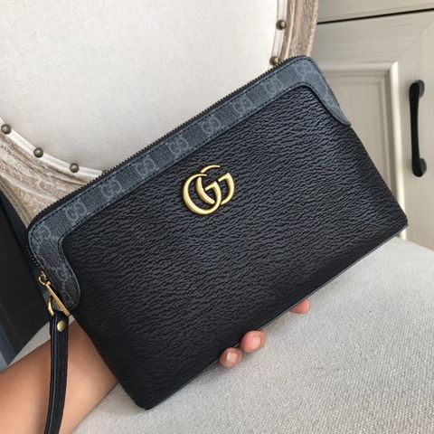 Clutch GUCCI* da bò mềm phối hoạ tiết logo size 27cm