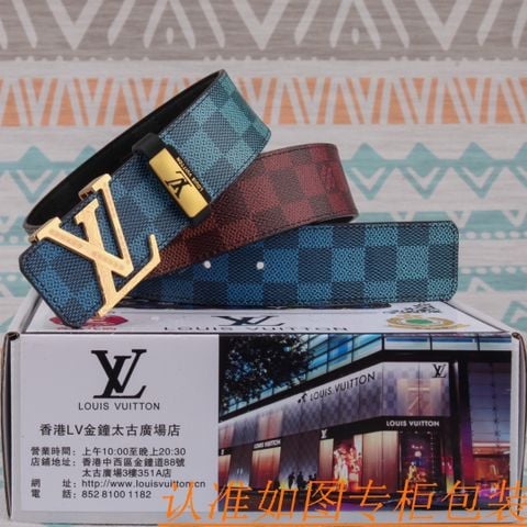 Belt nam LV* bản 3,8cm dây hoạ tiết karo dùng đc cả 2 mặt màu và mặt đen