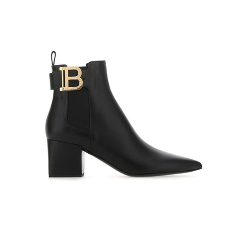 Boot BALMAIN* da bò lỳ mũi nhọn cổ thấp gót to cao 6cm dáng đẹp sang SIÊU CẤP