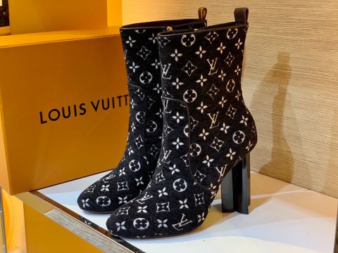 Boot nhung LV* hoạ tiết Monogram đẹp sang cao 9,5cm SIÊU CẤP