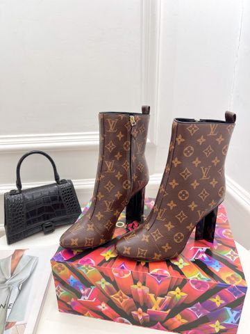 Boot LV* cổ lỡ Cao 10cm hoạ tiết Monogram nâu đẹp sang SIÊU CẤP