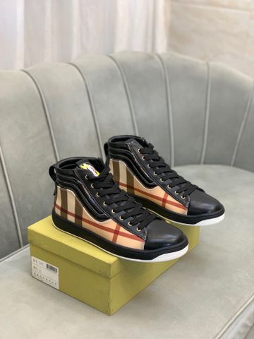 Giày nam buộc dây BURBERRY* cao cổ kẻ pha da bò