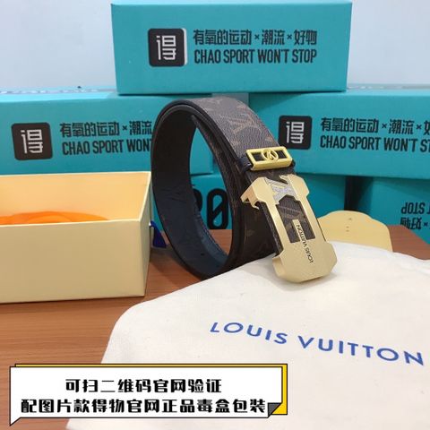 Belt nam LV* bản 4cm dây hoạ tiết Monogram mặt nạm đá đẹp