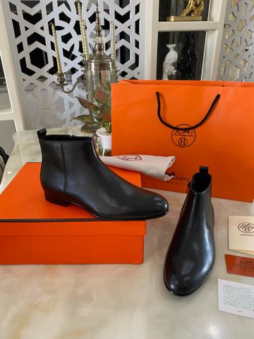 Giày nam cao cổ Hermes* da bò lỳ mềm