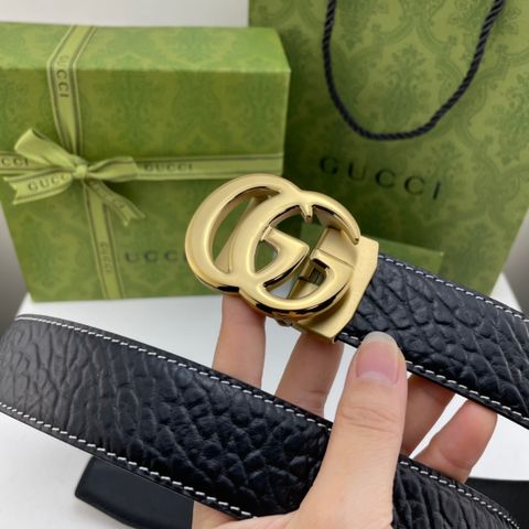 Belt nam GUCCI* dây da bò vân bản 3,4cm mặt vàng và bạc