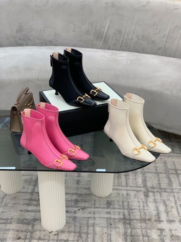 Boot lưới GUCCI* cao 5cm mũi và gót phối da lỳ khoá logo vàng đẹp sang siêu cấp