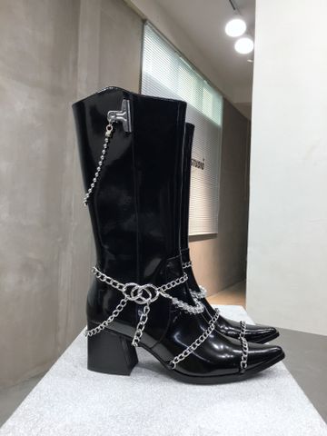 Boot cổ cao lost in echo* da bóng gót cao 6cm