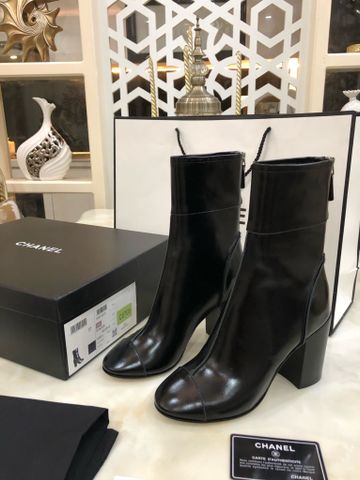 Boot chanel* cổ lỡ da bò gót to cao 5,5cm và 9cm