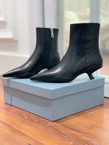 Boot PRADA* cổ thấp da bò lỳ mũi nhọn đẹp sang SIÊU CẤP