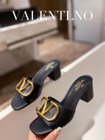 Dép nữ VALENTINO* SIÊU CẤP quai da bò gót vuông cao 6,5cm