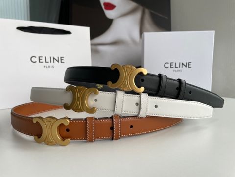 Belt nữ celine* bản 2,5cm dây da bò mặt Logo vàng