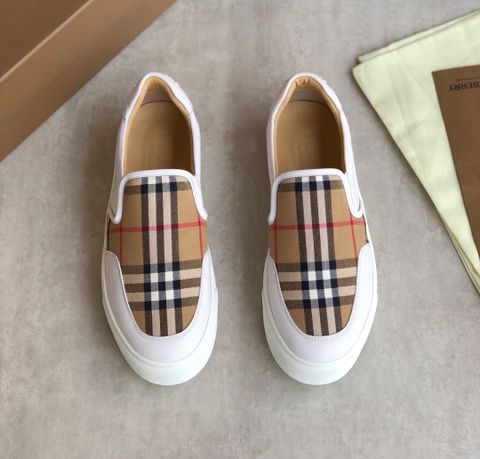 Giày slip on nam BURBERRY* SIÊU CẤP da bò lỳ phối kẻ siêu đẹp có 2 màu